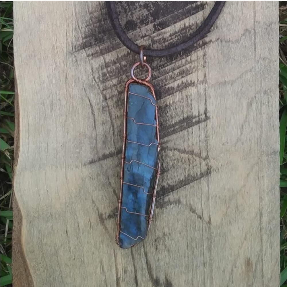 labradorite copper wire handmade necklace